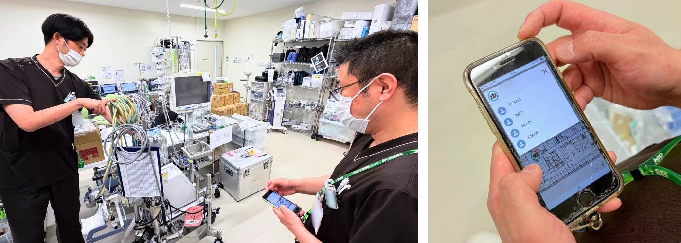 大阪けいさつ病院における人工呼吸器など医療機器の位置情報管理