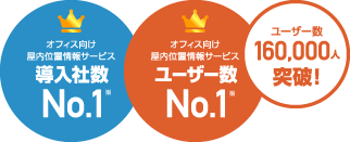 オフィス向け屋内位置情報サービス 導入社数No.1。ユーザー数No.1。ユーザー数160,000人突破！